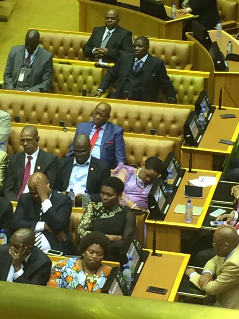 ANC MPs 15 min after Zuma started #SONA2017