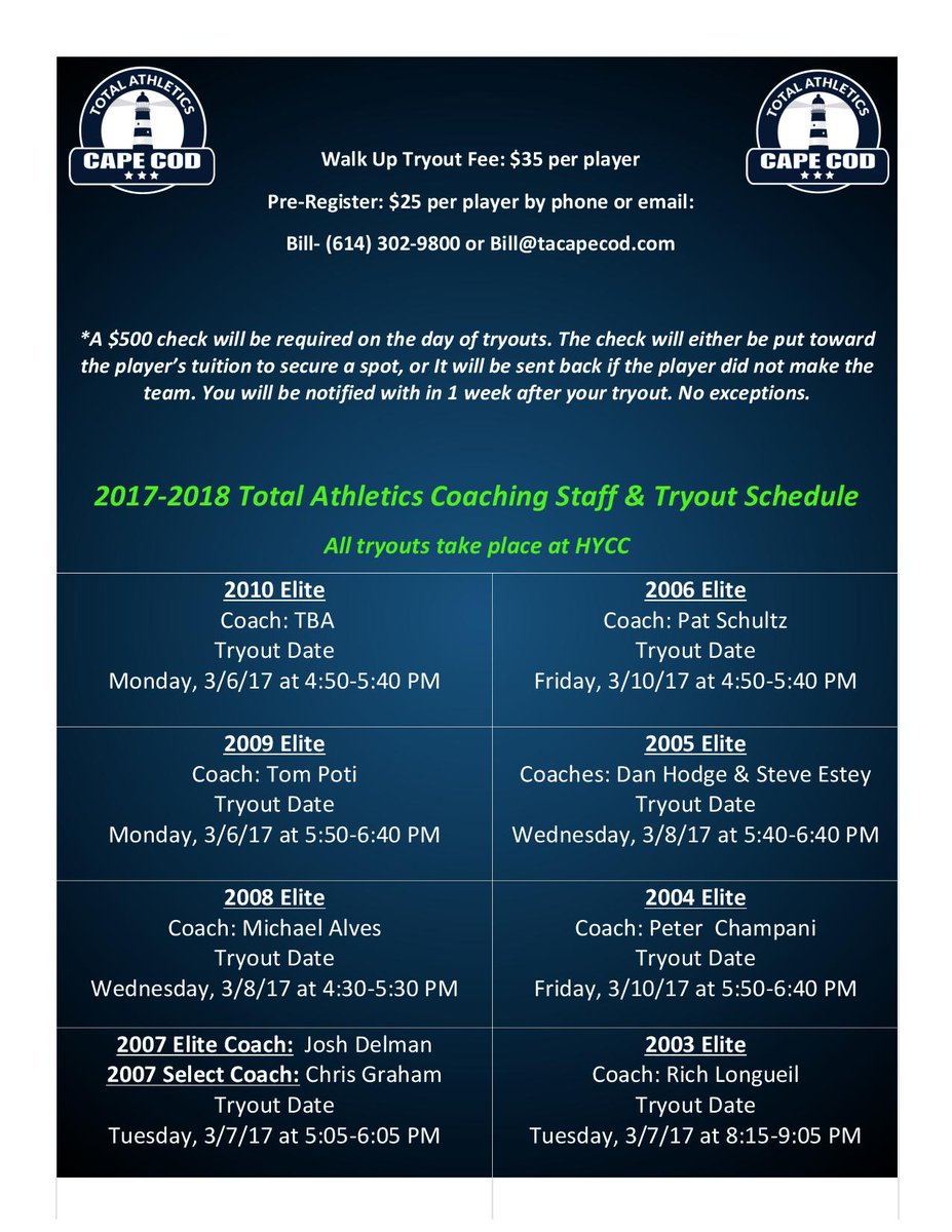 TACapeCod's tweet image. Total Athletics Hockey Tryouts
See our flyer below and check out the link for updated information
tacapecod.com/so/eLea8wf8