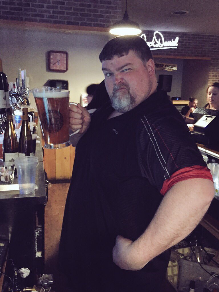 GreatLakesBeer's tweet photo. Jaime takes a quick lunch break at @BusterRhinosBBQ. They've been a huge GLB supporter for many years. Thanks Darryl &amp; co.!

#BeerRepGLB https://t.co/Y8E75IEUL3