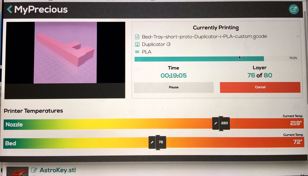 MomGoesBoom's tweet image. Just realized that I can easily adjust nozzle and print bed temps during prints by pausing and adjusting. I adore my #AstroPrint #AstroBox !