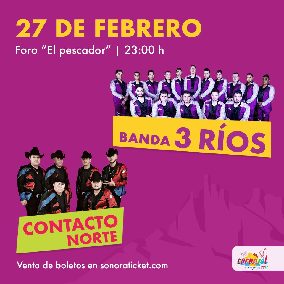 GuaymasCarnaval's tweet photo. HOY Contacto Norte y Banda 3 Ríos en Foro “El Pescador”
#LaTradiciónNosUne https://t.co/CwsfoxyEBE