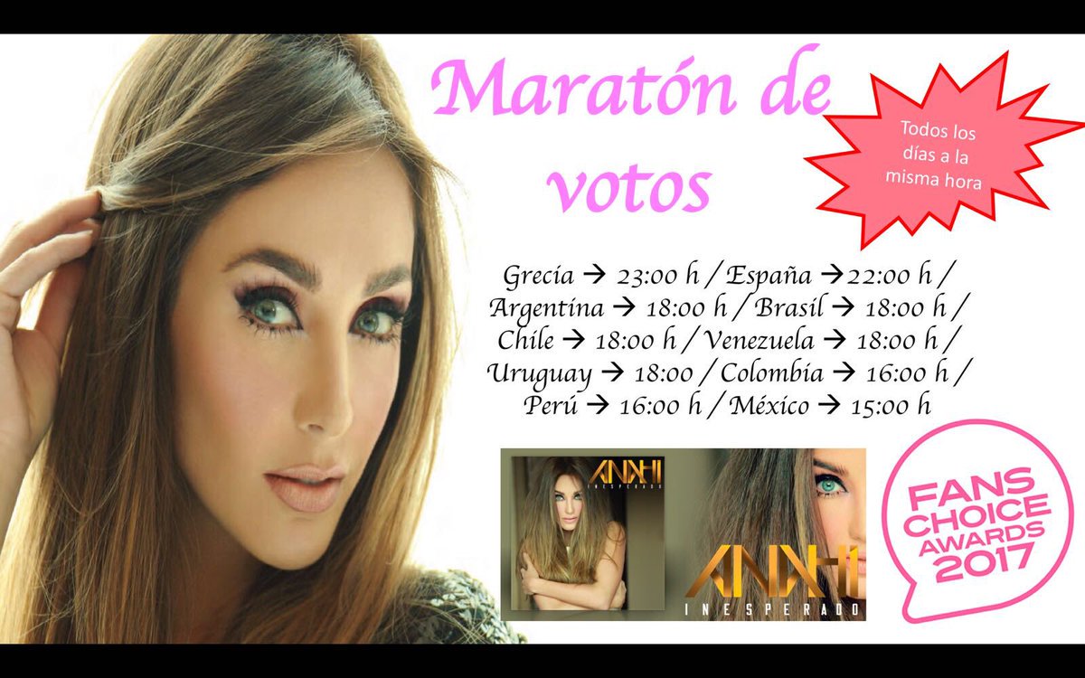 HefcaArgentina's tweet photo. #GranMaraton Voten TODOS LOS DÍAS por @Anahi en los FANS CHOICE AWARDS 2017 VAMOSSSS #AF #AM 💪💪💪 https://t.co/lJEW1Meb72 https://t.co/cBF5WAMJSN