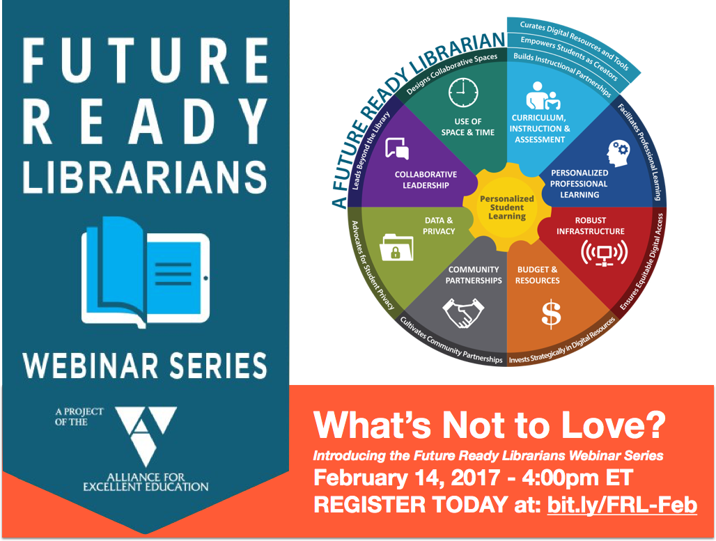 MaineSchoolTech's tweet photo. What's not to LOVE about a #FutureReadyLibs webinar 2/14? @shannonmmiller @saratrettin &amp; @_TeacherX 4PM ET @All4Ed https://t.co/Q4cZuahGtH https://t.co/6h5uyYJRQT
