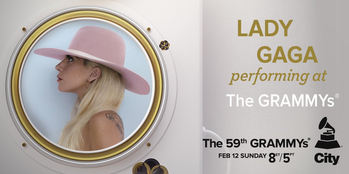 City_tv's tweet photo. Need another reason to watch the #GRAMMYs? @ladygaga will be performing! Don't miss Music's Biggest Night Feb 12 at 8ET/5PT on @City_tv! 🎤🎶 https://t.co/KVHagqInvx