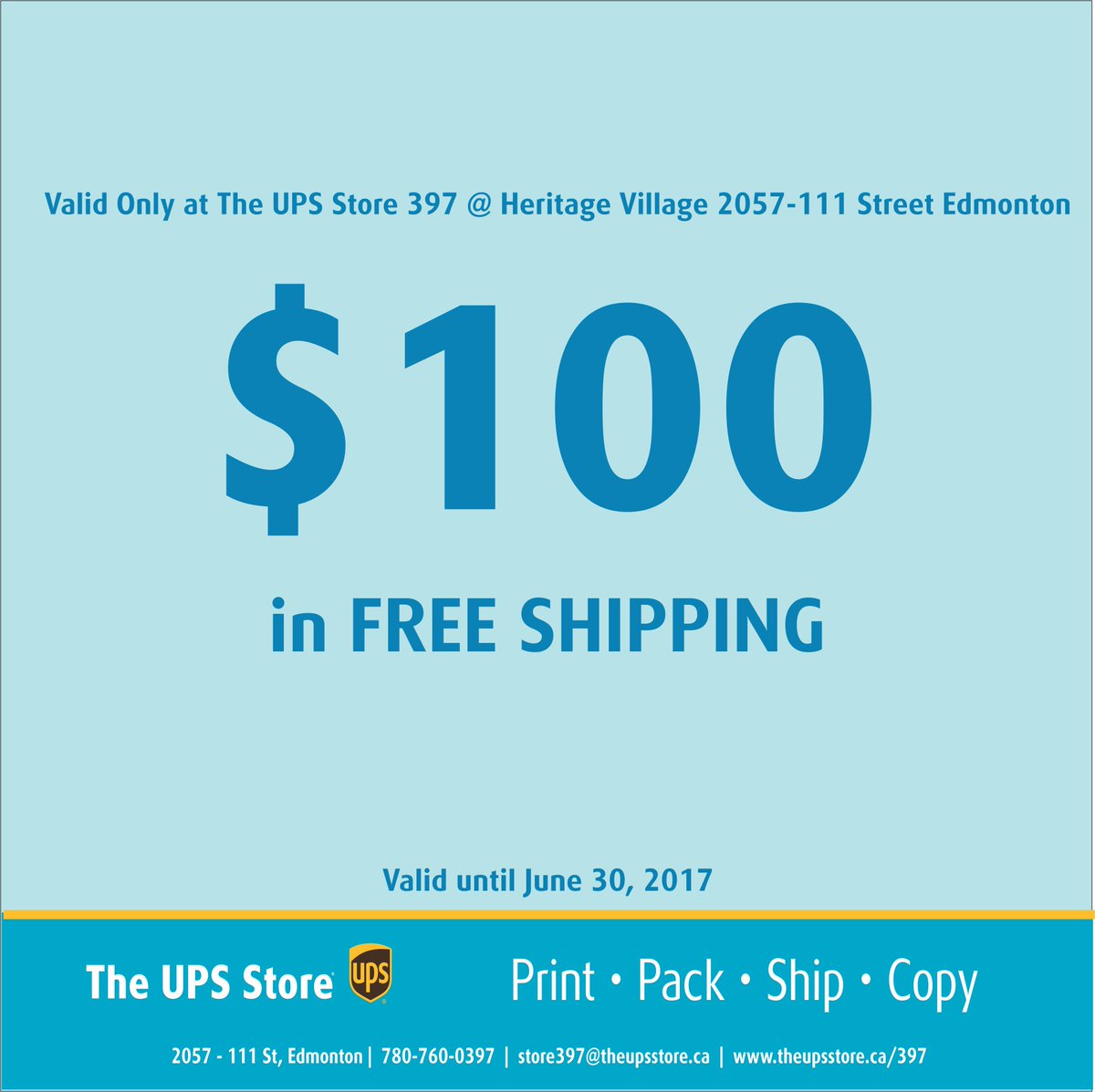 UPSStore397's tweet image. Who likes FREE Shipping?! Give us a re-tweet &amp;amp; be entered to win a $100 FREE Shipping card.  #yeg #UPS #smallbusiness #print #ship