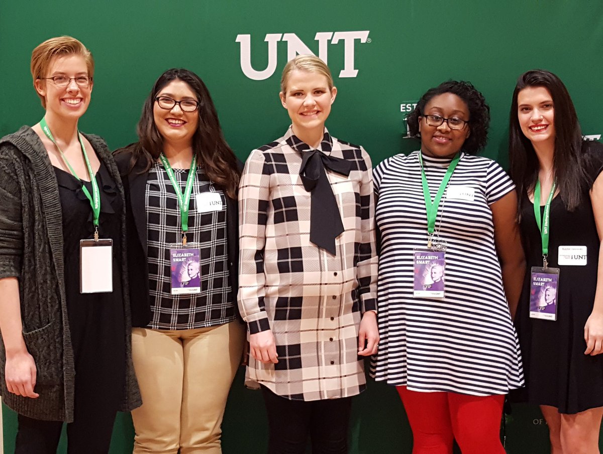MediaArts_UNT's tweet photo. Living Learning Community mentees and Ms. Carpanzano at the Distinguished Lecture Series with Elizabeth Smart. #LLCommunity #UNTMediaArts https://t.co/DxvbueUPwv