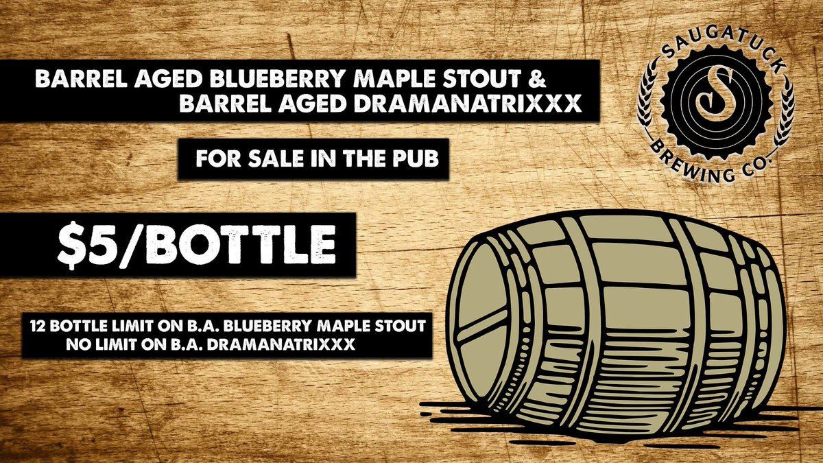 saugatuckbrew's tweet photo. Our supply is quickly shrinking. If you haven't already done so, stop in and snag some #BarrelAged beer before it's gone! #PubExclusive https://t.co/qH569nEj4b