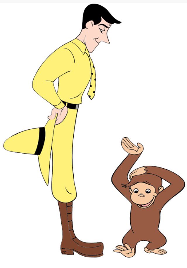 Curious And The Man With The Yellow Hat Holding Hands