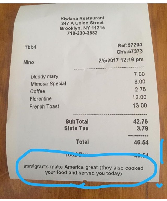 El mensaje en la cuenta de un restaurante de Brooklyn se vuelve viral.