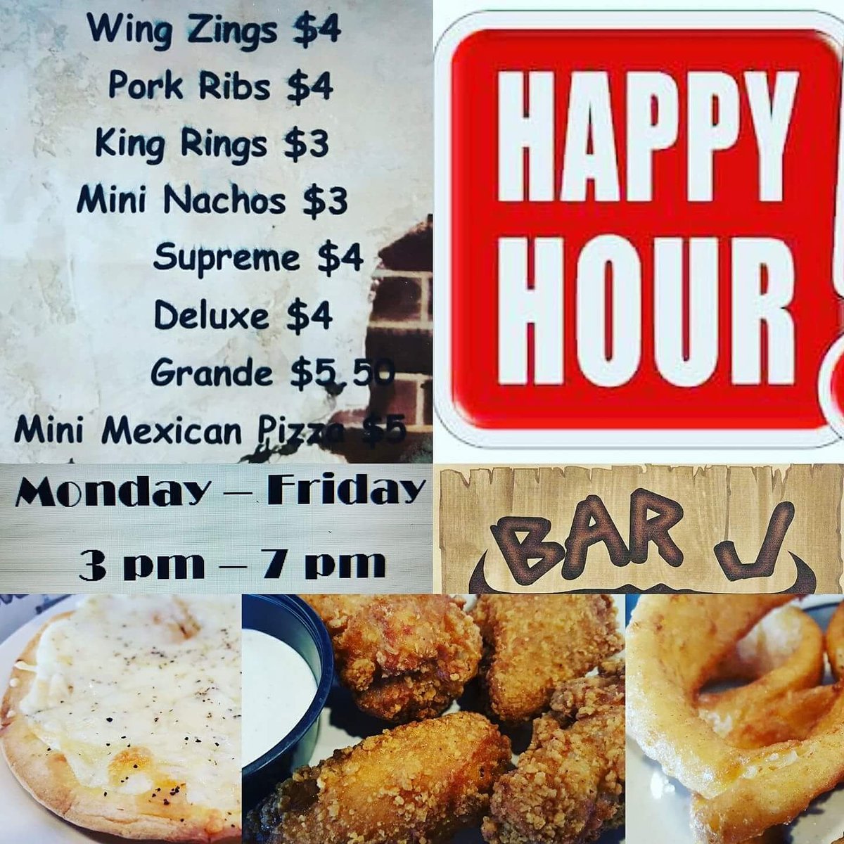 Come on get Happy!
Happy Hour
MON - FRI
3 pm - 7 pm