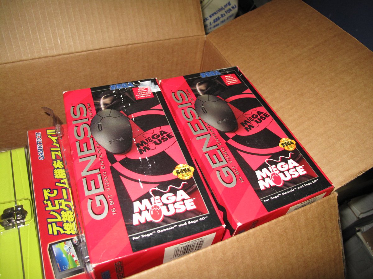 ASSEMblergames's tweet photo. Bunch of new in box mega mice. Mouses? Mices? #Sega #megamouse #segagenesis #セガ #メガドライブ https://t.co/V1KfzB5Pah