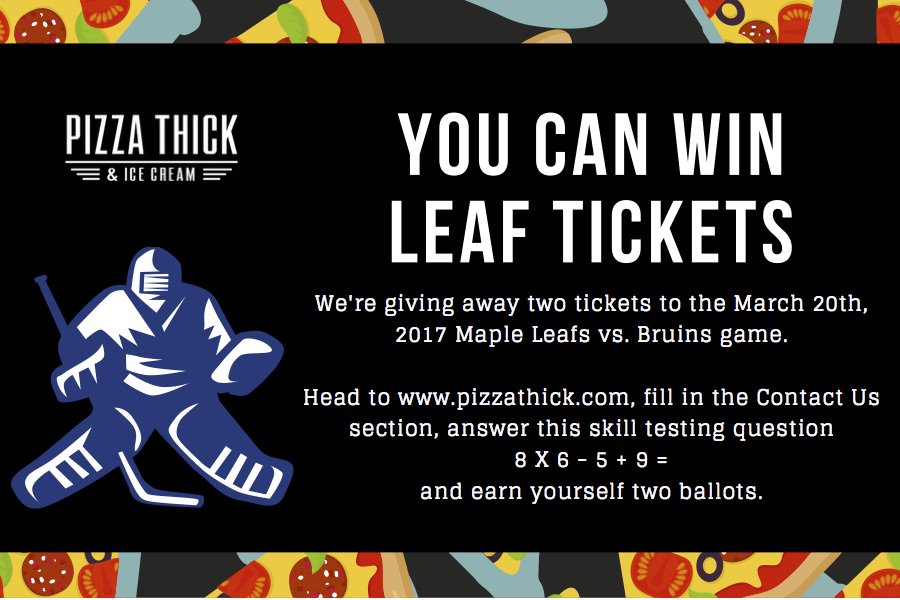 MaeganDine's tweet photo. Do you want to go to a @MapleLeafs game??! #delivery #takeout with @MaeganDine #awesome #NationalPizzaDay  @pizzathick https://t.co/6eroSCdyKi