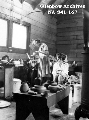 CCFFCMA's tweet photo. #craftbt: to about 80 yrs ago, Mary E Young & sister @ the Banff pottery studio circa 1920-1939 Photo: B Harmon, from @Glenbow archives #tbt https://t.co/IeREUYVyfD