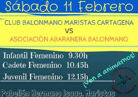 CbmMaristasct's tweet photo. Partidos Sábado 11 Febrero #IsaacArena @Cbm_Maristas_ct - #Abaran
Inf. Fem. 9.30h
Cadete Fem. 10.45h
Juvenil Fem. 12.15h
#objetivoplayoff https://t.co/riRQzTULhR