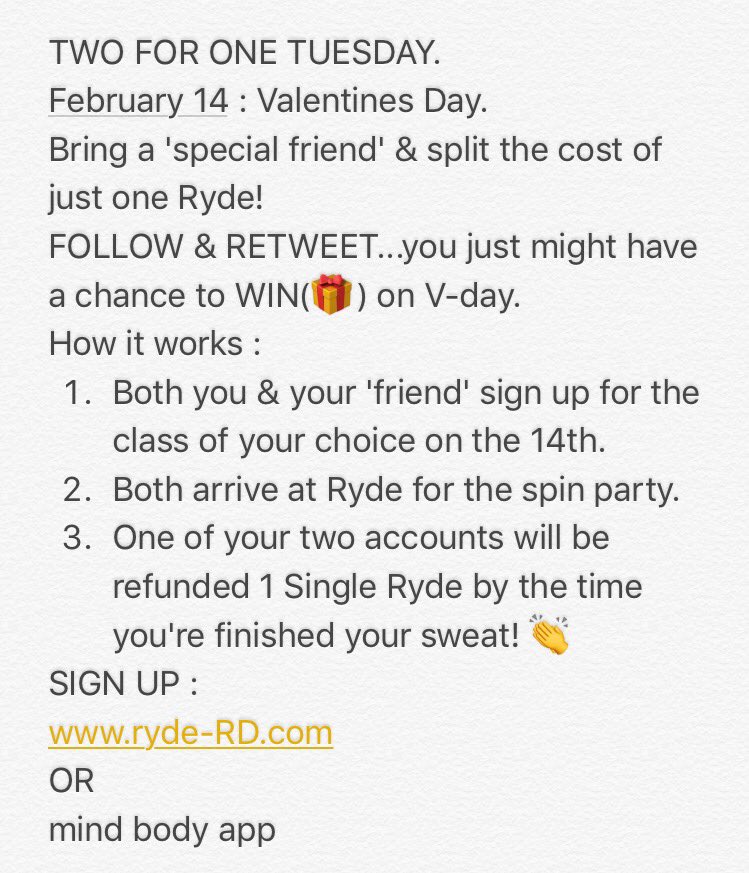 Ryde_RD's tweet photo. HEY #REDDEER...FEB 14th : 2 for 1 Tuesday at Ryde! Sweat with your 'special friend'. ❤ RT & Follow. Details attached. #ryderd #valentines https://t.co/YJskY6KoBA