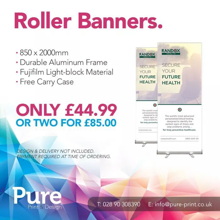 #Belfasthour check out our great roller banner offer with FREE design. Only £44.99 or 2 for £85! #TheChipbar
