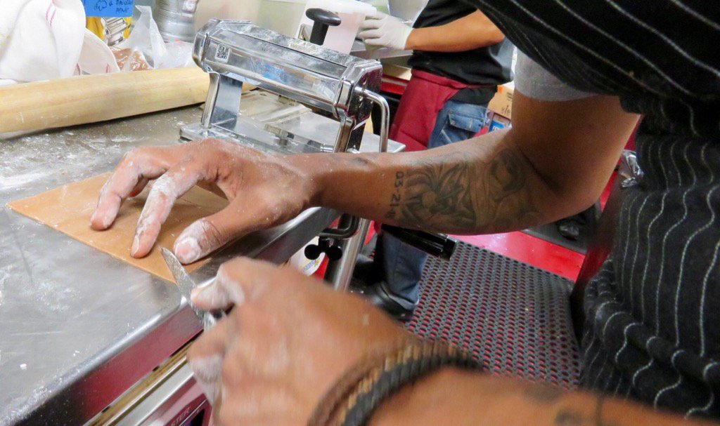 Did you know how intricate it is to create our cannolis? Chef Nico individually cuts and rolls each one! #cannoli
