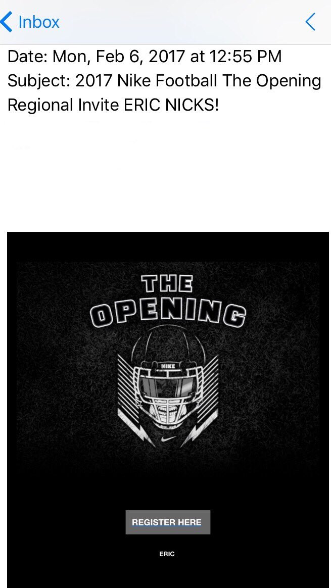 So proud of Eric Nicks 2018 LB/WR, on his invitation to the highly selective Nike Opening! <a href="/ericnicks4/">JJ</a> #GotOpen