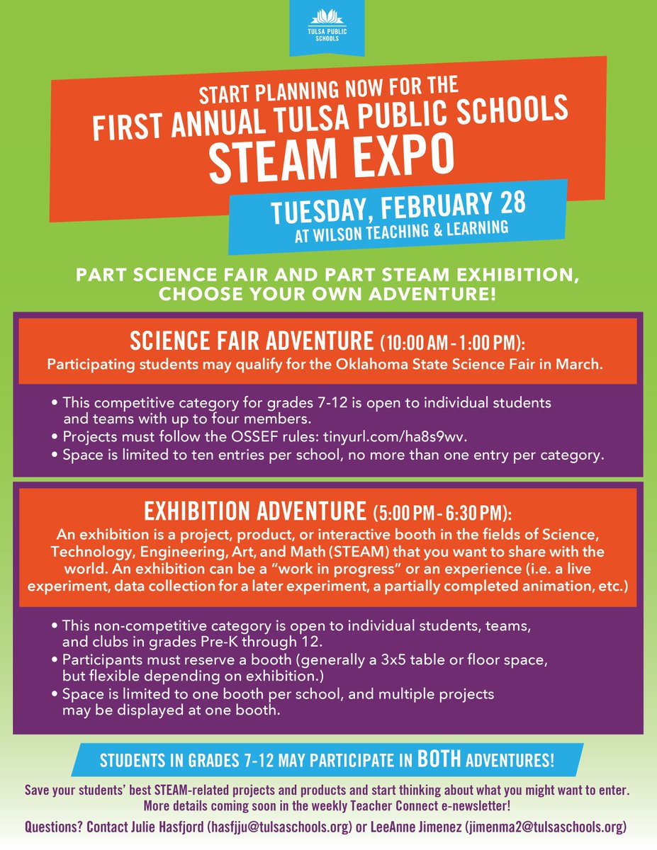 We can't wait to see all the amazing projects and exhibitions at our STEAM Expo on February 28th!