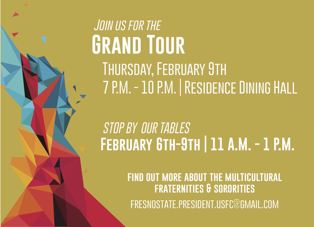 FSGetInvolved's tweet photo. Find out how to join a #multicultural fraternity or sorority at the Grand Tour in the Dining Hall tonight from 7-10pm! #FSGreekLife #USFC https://t.co/HSr8C8ng2C