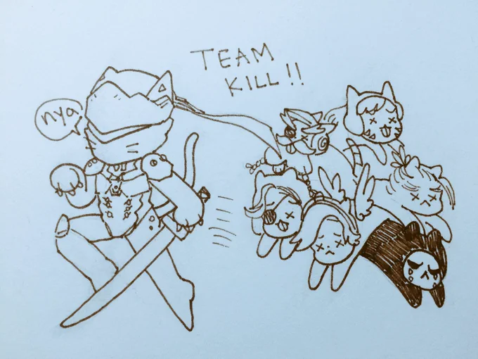 Abiti requested another one: him getting a team kill but also reaper is in the enemy team and they're all cats 