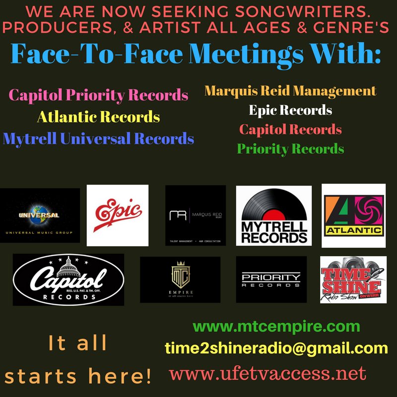 MuLegend's tweet photo. book your face to face meeting today!! Do you have a single? email us! powered by @mtcempire https://t.co/NpT1BHNZ6x @time2shineradio
