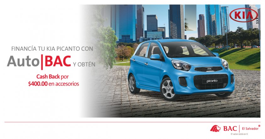 BACCredomaticSV's tweet photo. ¡Conduce con estilo en el NUEVO Kia Picanto con #AutoBAC! Busca la tasa desde 8.50%. ¡Solicítalo al 2206-4953! https://t.co/w5bXCKKlUp