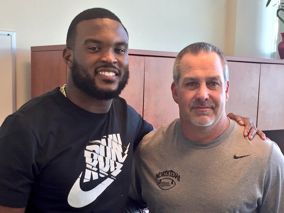 Look who I found talking a little ball in the @MeanGreenFB office today. These two can talk defense all day.