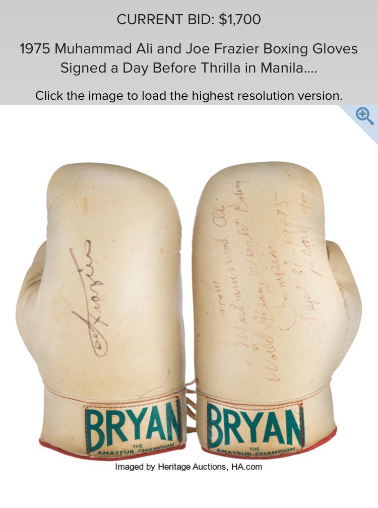 Introvertscan's tweet image. Muhammad Ali and Joe Frazier signed gloves for sale! preview.tinyurl.com/jywa2my