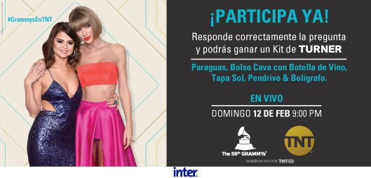 TuMundoInter's tweet photo. ¡Ya vienen los #GrammysEnTNT!
Así que gana con Inter y @TNTLA , participa en el #ConcursoInter en Instagram ¡Tremendo premio te espera! https://t.co/zCozH60tvf