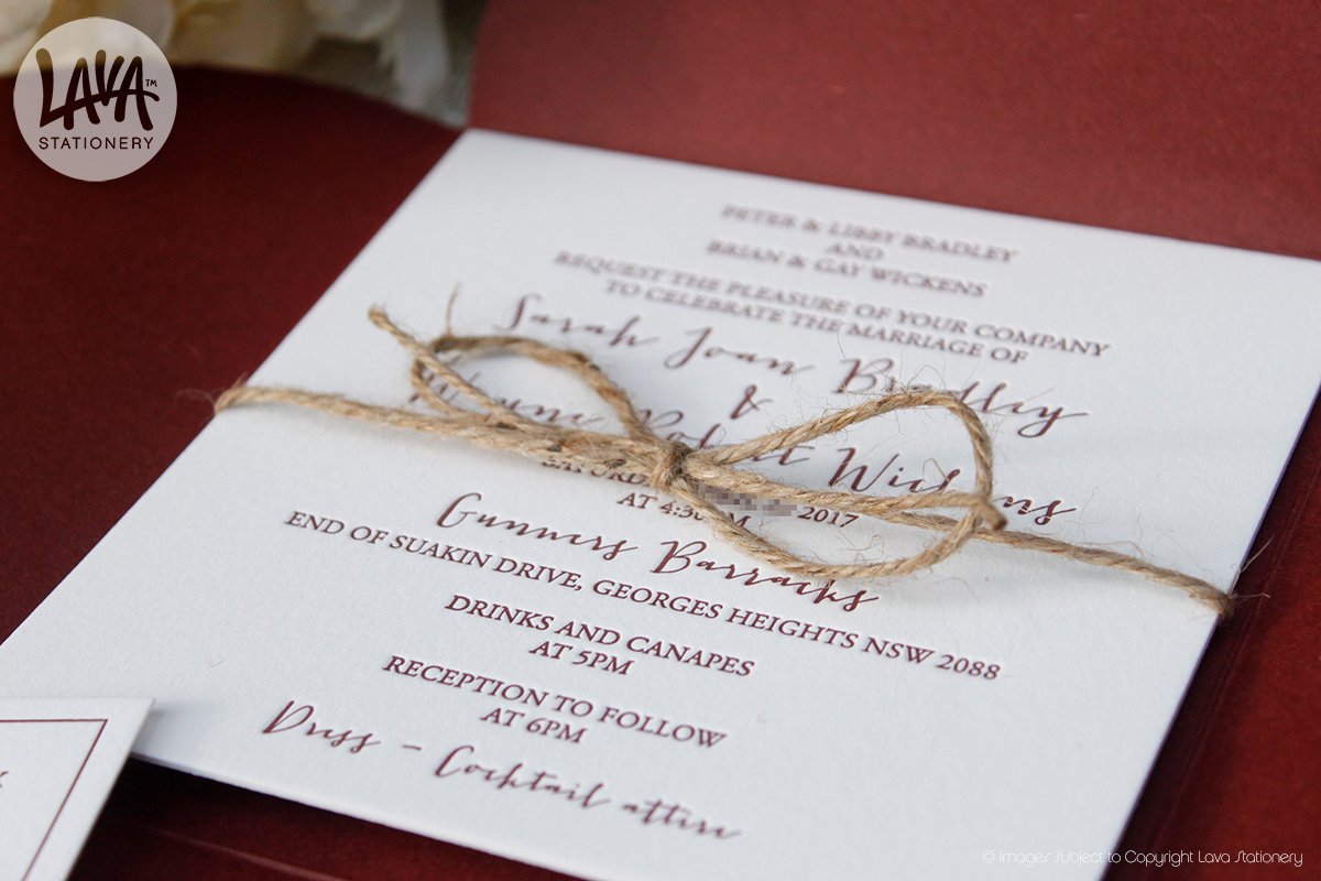 LavaStationery's tweet photo. Printed on #CraneLettra #PearlWhite & tied with #JuteString. Perfect for a #Rustic #VintageWedding & look great with #Marsala #PetalCards :) https://t.co/kVqnUz1iM9