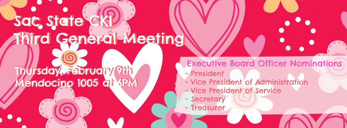 sacstatecki's tweet photo. Executive Board Officer Nominations are today! Slide thru to the meeting in 1 hour~ #sacckibringit https://t.co/EXuLexQX79
