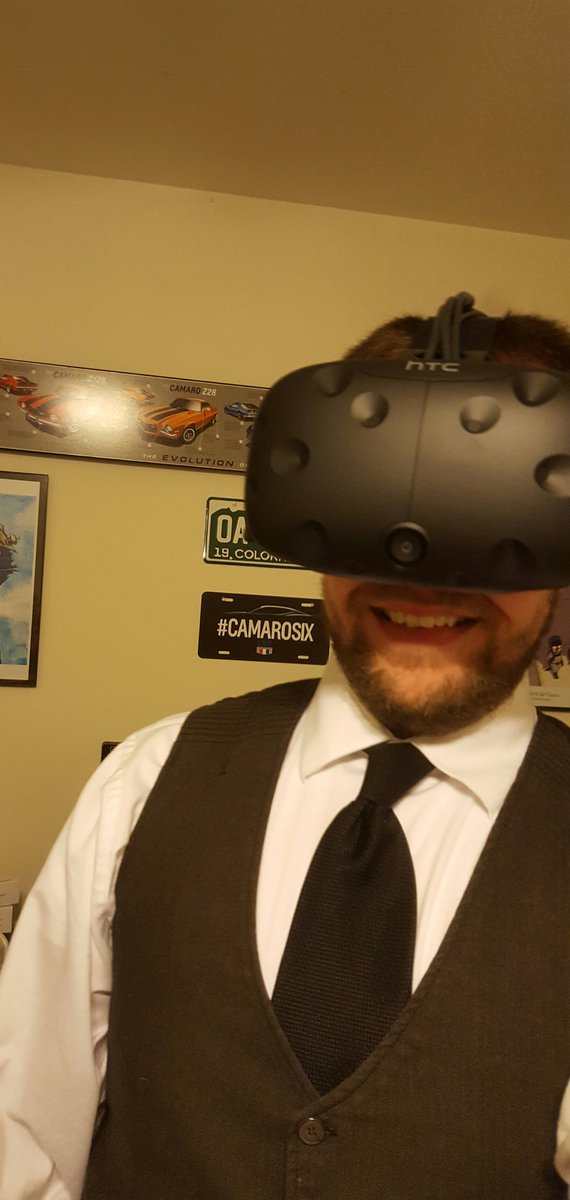mysticmgcn's tweet photo. Dressed for a fully immersive @htcvive  @JohnWickVR experience! Not sure how Keanu does it, I'm exhausted! #HTCvive #JohnWickVR https://t.co/pTIEwEkuyQ
