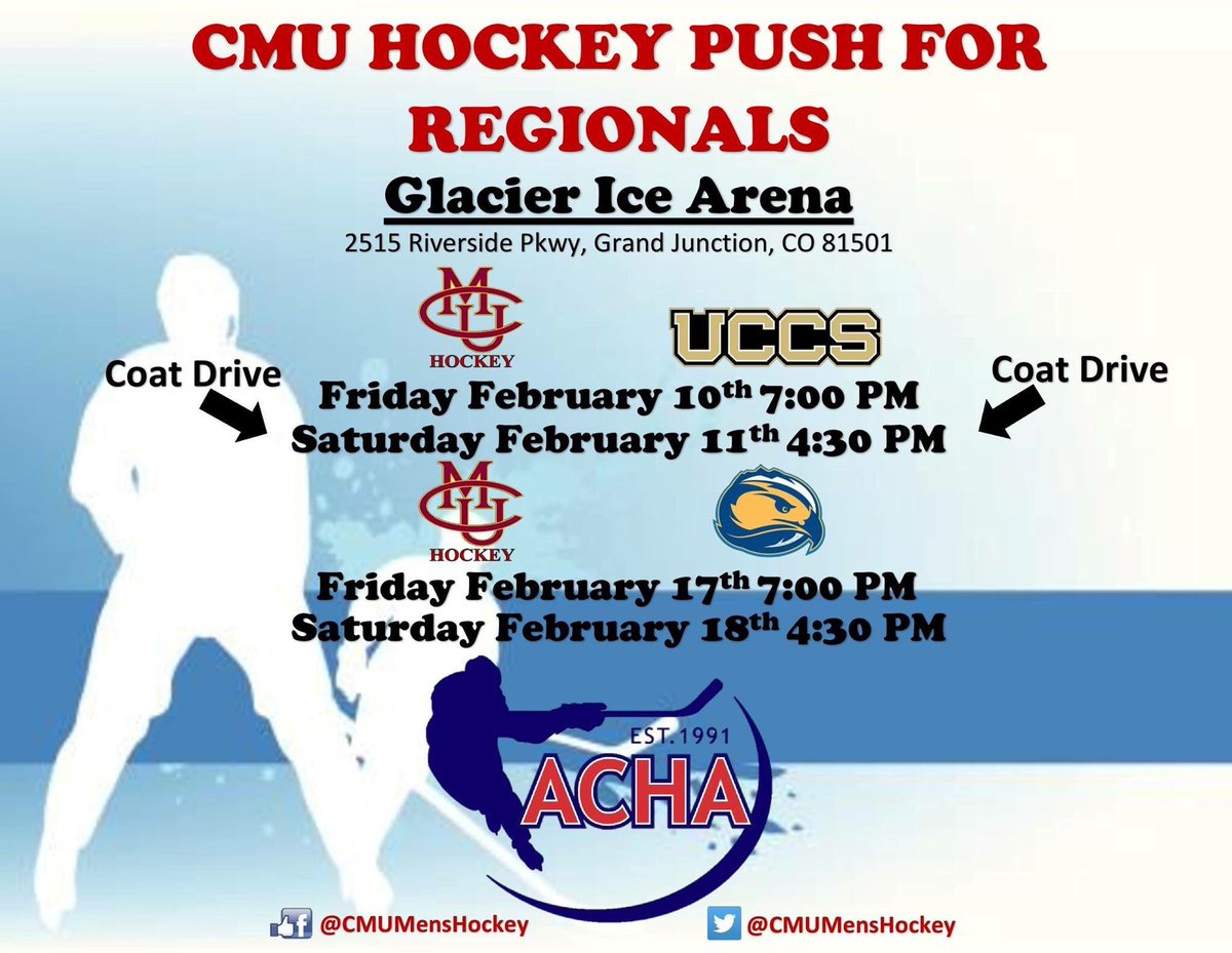 The <a href="/CMUMensHockey/">Colorado Mesa Hockey</a> have back 2 back home series to conclude regular season play. Stakes are high w/ playoffs on the line. Let's go Mavs!