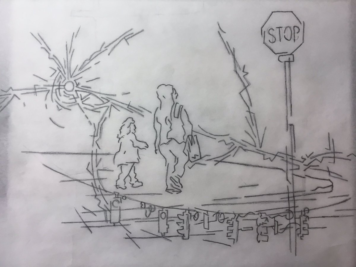 juliacocuzzaart's tweet photo. new piece in prog, take 2 #wip #stop #redlight #readingrailroad #women #powerlines #citystuff https://t.co/z0sCgDVkbs