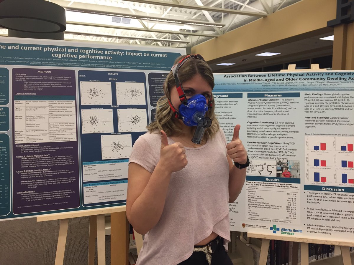 BRAININMOTION's tweet photo. Anna modelling a mask we use for fitness testing in the @cteplab. Come see our display at @UCalgary #ideaigniters event! https://t.co/gFIoiGi85h