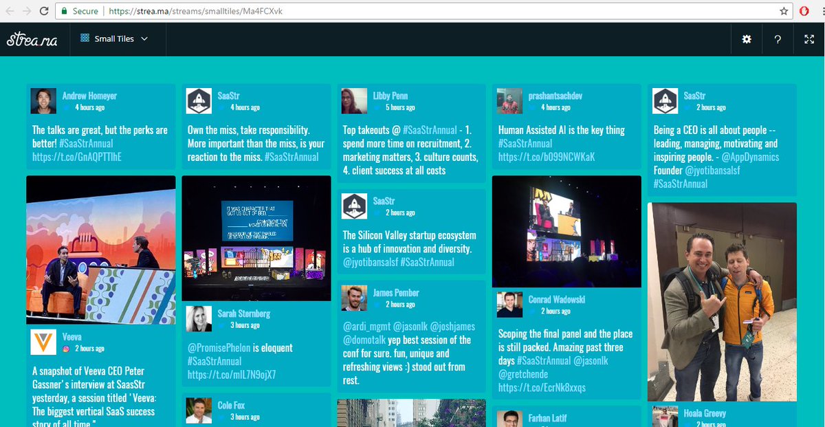 callaghannz's tweet photo. One of the NZ companies at #SaaStrAnnual, stream.ma, does awesome social displays - check out their #saastr2017 one https://t.co/09Ncgg5lNV https://t.co/Cbs5CzIZ9n