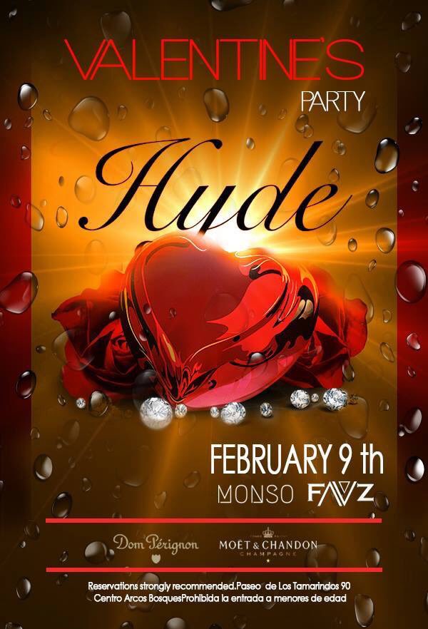 hydemexico's tweet photo. Celebrate TONIGHT!!!
VALENTINE'S PARTY 💗💙💜
February 9th | Featuring Music by FAVZ &amp; MONSO | Reservations strongly recommended https://t.co/Q7WwYboXSF