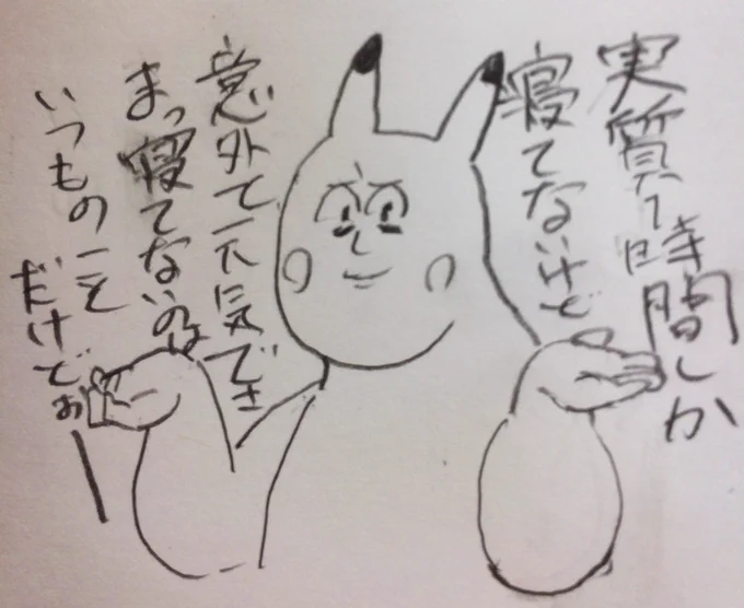 同僚に寝てないアピールをする私の図 