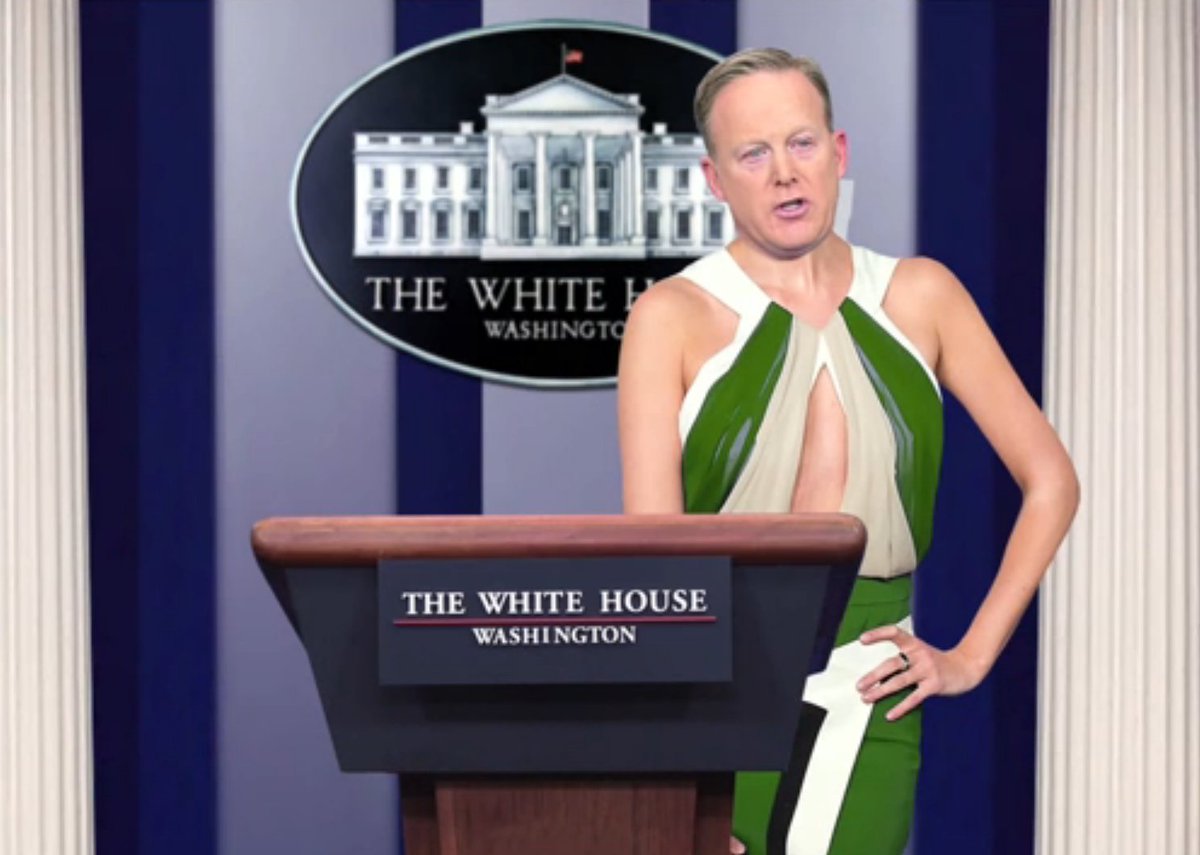 prjohnnyrivera's tweet photo. .@PressSec "Spicy" Spicer modeling #IvankaStuff. Talk about "product placement." https://t.co/77tCUc7Hkn