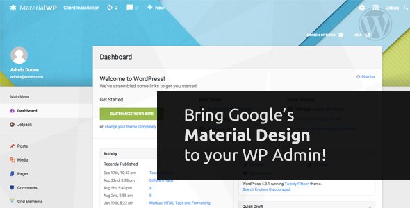 wonsterscript's tweet image. Material WP – Material Design Dashboard Theme… wonsterscript.com/material-wp-ma… #WordpressPlugins #admin #admininterface #admintheme #dashboardtheme