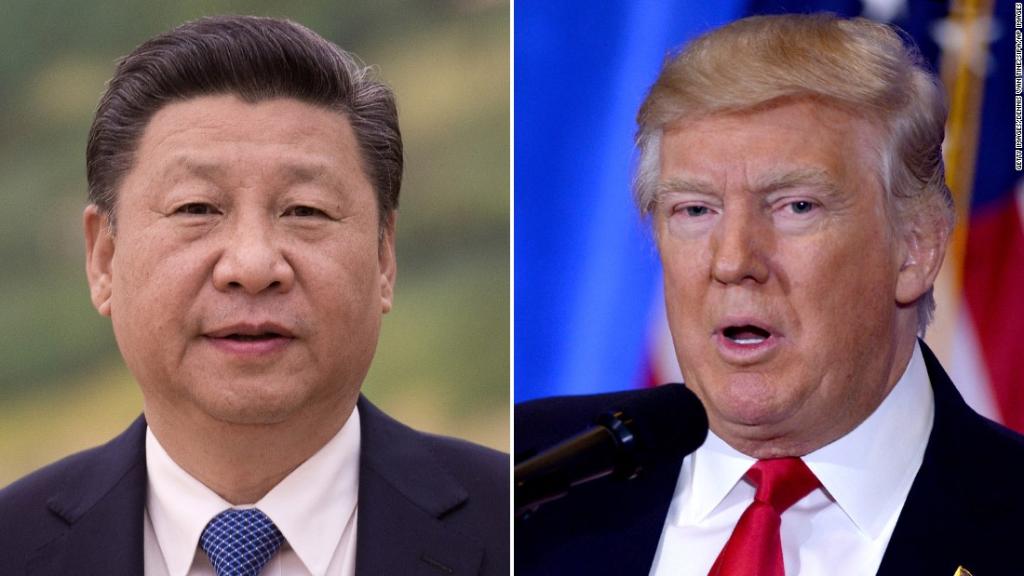 CNN's tweet photo. JUST IN: US President Donald Trump and Chinese leader Xi Jinping speak for the first time since Trump's inauguration https://t.co/cJYQx3tBCG https://t.co/hpP6MqjTGE