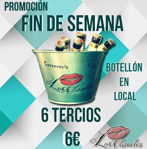 Promoción para Este Fin de Semana...  💃🏾🕺🏾
✔️Cubo de 6 tercios 6€ 🍻🍺
✔️Botellón en Local 
Os esperamos 😉😉