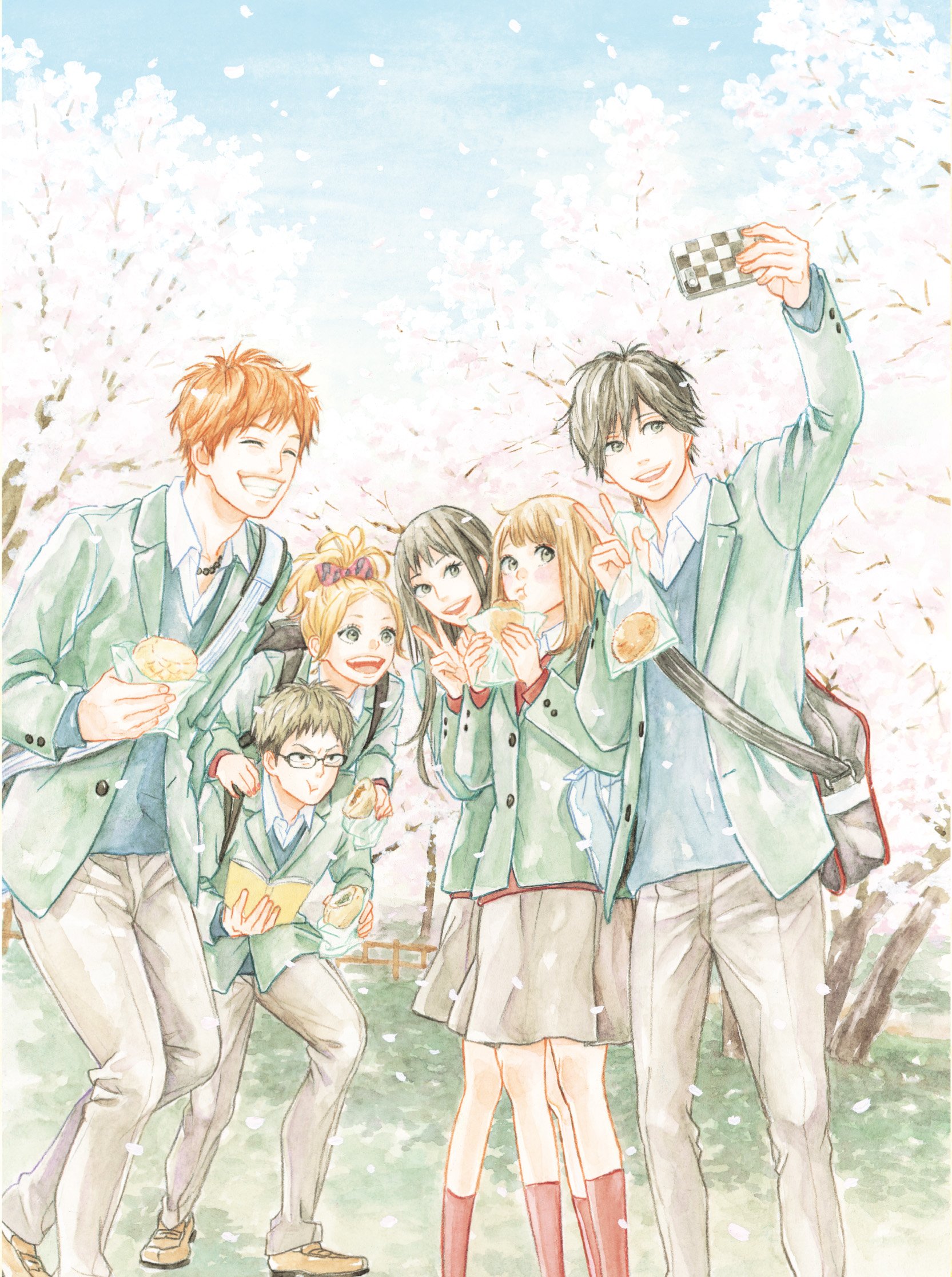 映画 Orange 未来 Tvアニメblu Ray Dvd最終巻スリーブケースの高野苺先生描き下ろしイラスト解禁 満開の桜を背に 6 人が仲良く写真を撮 っている 初春にふさわしい絵柄です 是非最後までご堪能ください T Co Xu6rio6ub6 Orange A
