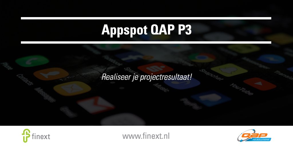 Finext's tweet image. Altijd en overal je risico’s beheren en uren registeren met de #AppSpot van Qap P3 Solutions. Meer info hier: finext.nl/projectmanagem…