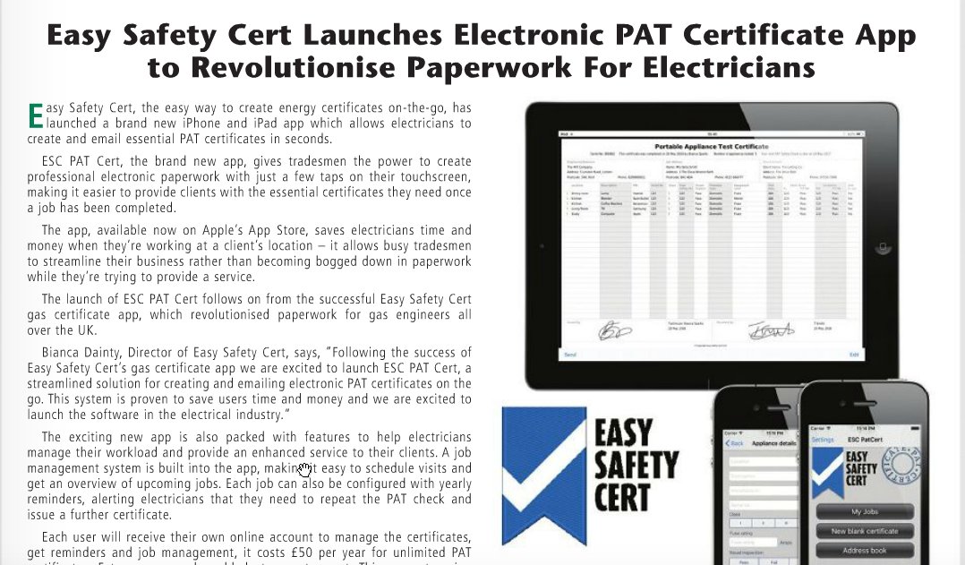 Easy Safety Cert on Twitter "Another great feature of ESCPATCert in