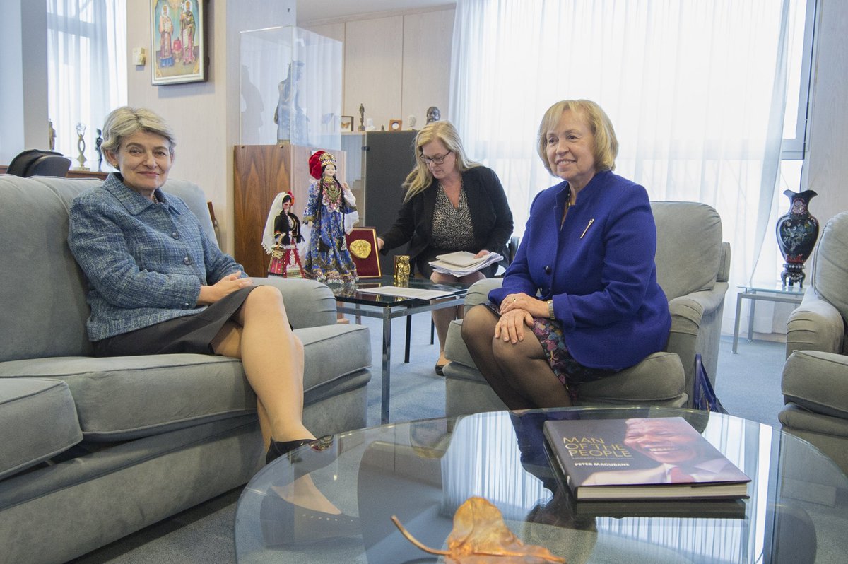 Gespräche mit der GD #Bokova zu Themen der Zusammenarbeit und deutscher Unterstützung für die #UNESCO. Welterbe, Kultur und Bildung.