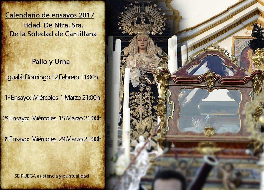 hdad_la_soledad's tweet photo. CALENDARIO DE ENSAYOS 2017
#soledad2017 #viernessanto2017 https://t.co/Tzs2MNULKJ