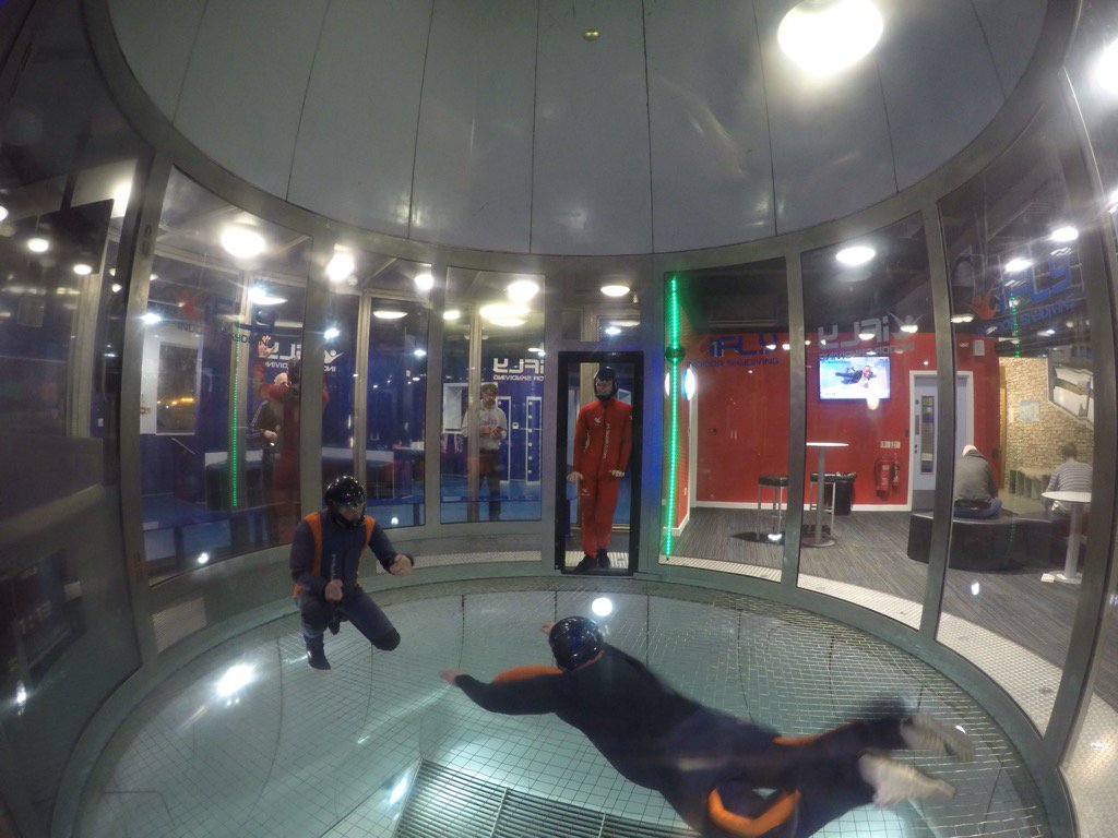 LearnSkydiving's tweet photo. Jamie learning to fly his body on an indoor #skydiving course before his #aff_course with https://t.co/hWWIwh6C26 https://t.co/M0BXVHGtG5