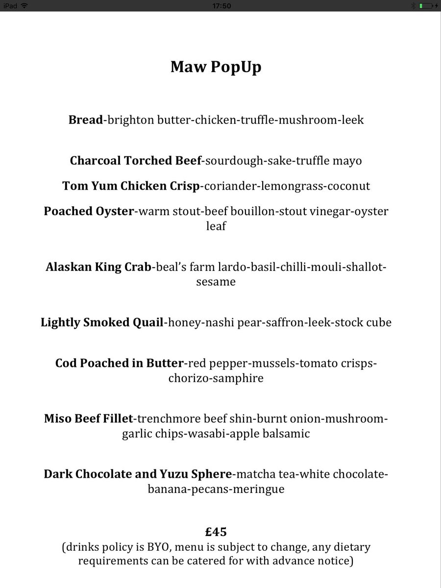 Menu for 23rd March pop up featuring @TrenchmoreBeef @bealsfarm <a href="/knobutter/">Brighton Butter Co 🌱</a> <a href="/EventbriteUK/">Eventbrite UK</a> 
eventbrite.co.uk/e/maw-popup-ti…
#popup #brighton #food